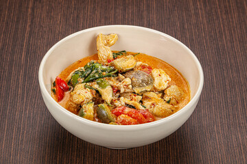 Fototapeta premium Thai red spicy curry with chicken