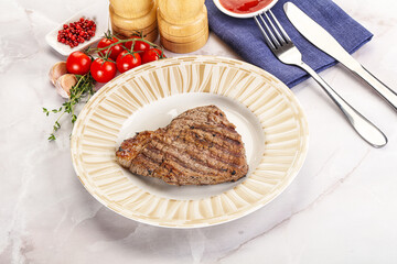 Grilled marble beef steak with sauce