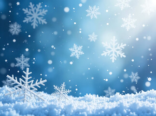 winter snowflake snowy border background design with large and small snow flakes, and beautiful winter look
