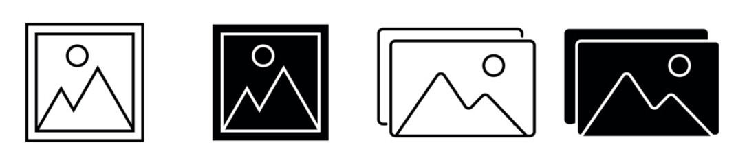 Photo icon, Album icon, gallery icon, Gallery icon vector set, photo album icon, image picture symbol. gallery photo icons for web and mobile app Picture icon Isolated on white background vector set. 