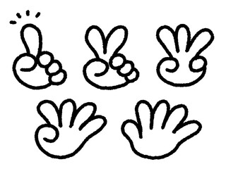 指で数字を数えるハンドサインセット　手描きイラスト