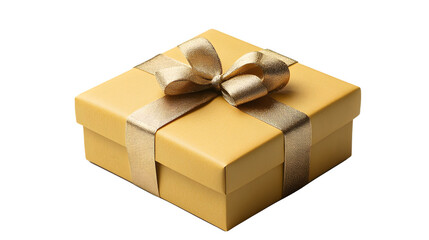 A gold-colored gift box with a brown ribbon bow.png,cutout

