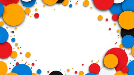 Colorful frame of circles with a white background. The circles are of different sizes and colors, creating a dynamic and playful look. The frame is perfect for showcasing a variety of images or text