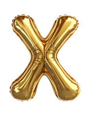Obraz premium A vibrant gold foil balloon in the shape of the letter X, suitable for bold, impressive party decors.