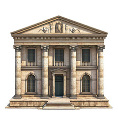 Obraz premium 3D front view illustration of the Ashmolean Museum British monument isolated on a white transparent background