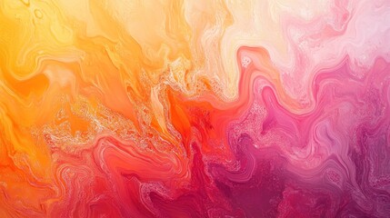 Abstract Swirling Orange Pink Fluid Art Painting