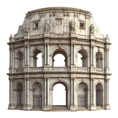 Obraz premium 3D front view illustration of the London Coliseum British monument isolated on a white transparent background