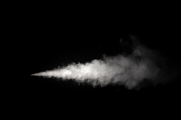 Close-up photo set of abstract white smoke or vapor floating on black background. Fog and cloud effect for air pollution design. Smog elements	

