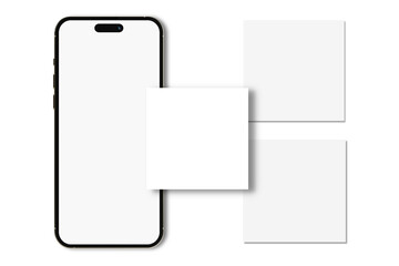 Smartphone mockup with social media post interface mockup. Social media mobile app page template...