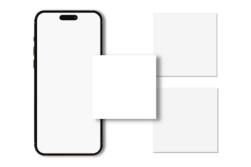 Smartphone mockup with social media post interface mockup. Social media mobile app page template design for user carousel post feed. Mobile app interface template on social network