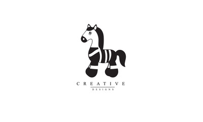 Toy horse vector icon. filled flat black white background