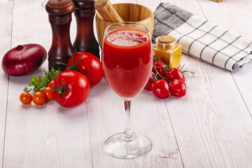 Fresh Tomato juice in the glass