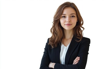 Obraz premium A woman in a business suit is posing for a photo