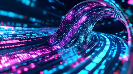 futuristic data stream, neon code tunnel - metaverse