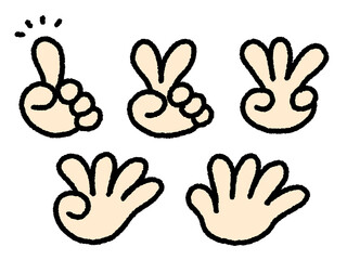 指で数字を数えるハンドサインセット　手描きイラスト