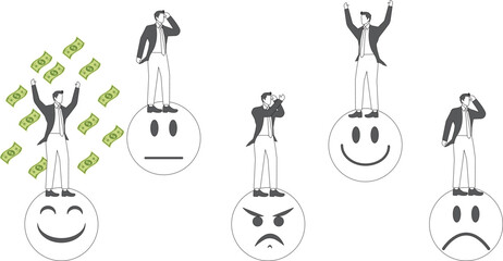 Emotions, Emotion Management, Joy and Sorrow, Emotional Intelligence, Businessmen Active on Different Expressions