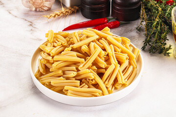 Raw dry Italian pasta - casarecce