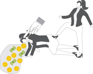 Financial crimes, embezzlement and corruption, legal rulings or penalties, kickbacks, debt collection, big hands pinching merchants vigorously and making them spit out lots of gold coins