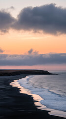 Obraz premium Peaceful Coastal Sunset with Soft Clouds and Reflected Light - Phone Wallpaper
