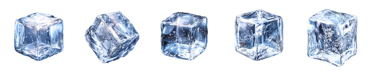 Ice Cube Realistic Collection 3 On Transparent Background