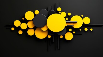 Black and yellow abstract design with many circles