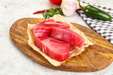 Raw fresh tuna fish steak