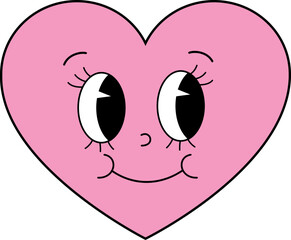 Valentine's Day Heart Retro Emoji Happy Face.