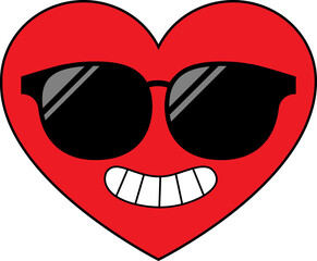 Valentine's Day Heart Retro Emoji with sunglasses.