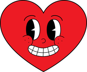 Valentine's Day Heart Retro Emoji Happy Face.