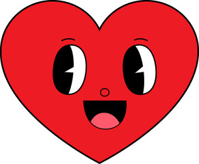 Valentine's Day Heart Retro Emoji Happy Face.