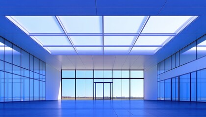 Fototapeta premium Bright and Spacious Modern Office or Conference Room with Blue Lighting