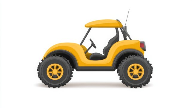 Cute Cartoon Illustration of a Yellow Buggy