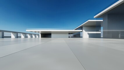 Minimalist Modern Architecture Against Bright Blue Sky