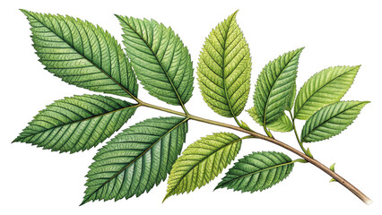 Detailed Illustration of a Branch with Leaves