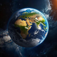 Cinematic shot of planet earth globe clouds and space background. globe space earth background