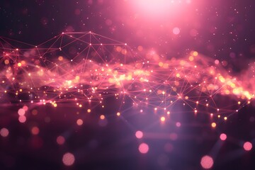 Futuristic Digital Network with Pink Glowing Connections for Abstract Design