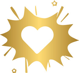 Golden love heart starburst button