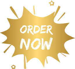 Naklejka premium Golden order now starburst button
