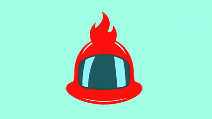 Fototapeta premium Firefighter Helmet A bright red firefighter helmet icon with a simple flame outline on top. Generative AI