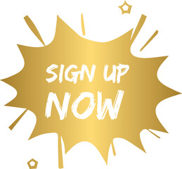 Golden sign up now starburst button