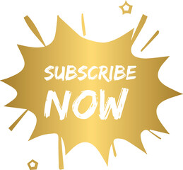 Golden subscribe now starburst button