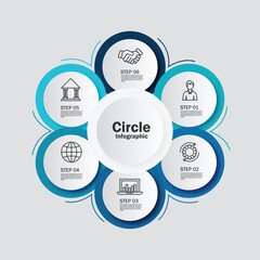 Circle chart infographic template with 6 options