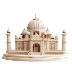 Obraz premium 3D front view illustration of the Parliament House Indian monument isolated on a white transparent background