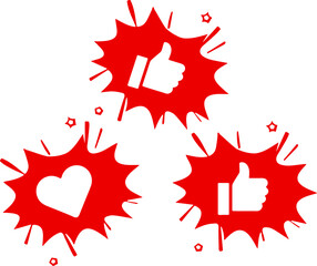 Like, heart, love, thumbs up starburst button