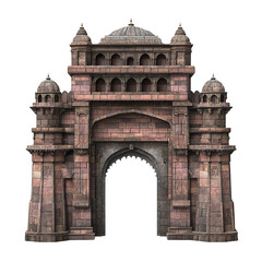 Obraz premium 3D front view illustration of the Shaniwar Wada Indian monument isolated on a white transparent background