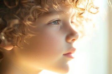 thoughtful child gazing out of a window