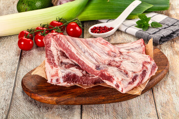 Raw pork ribs for cooking