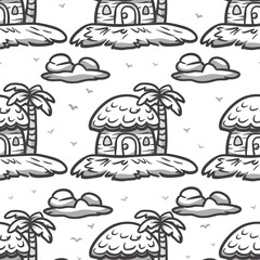 pattern seamless of beach element in doodle illustration vector logo design, single colored