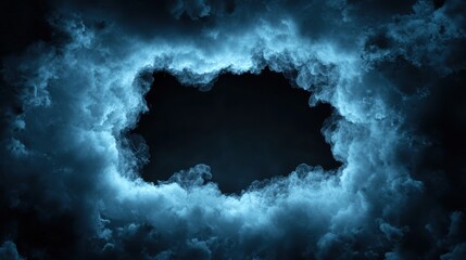 Obraz premium Abstract blue smoke background with hole for creative text space