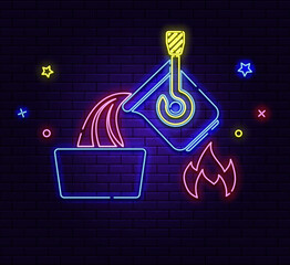 Neon sign metallurgy. The illuminated sign of metallurgy. Modern fashionable design: neon signs, bright night advertising, light banners and installations in the style of light art. Vector